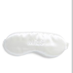 NIB slip White Bridal Pure Silk Sleep Eye Mask “MRS” Wedding Honeymoon Party